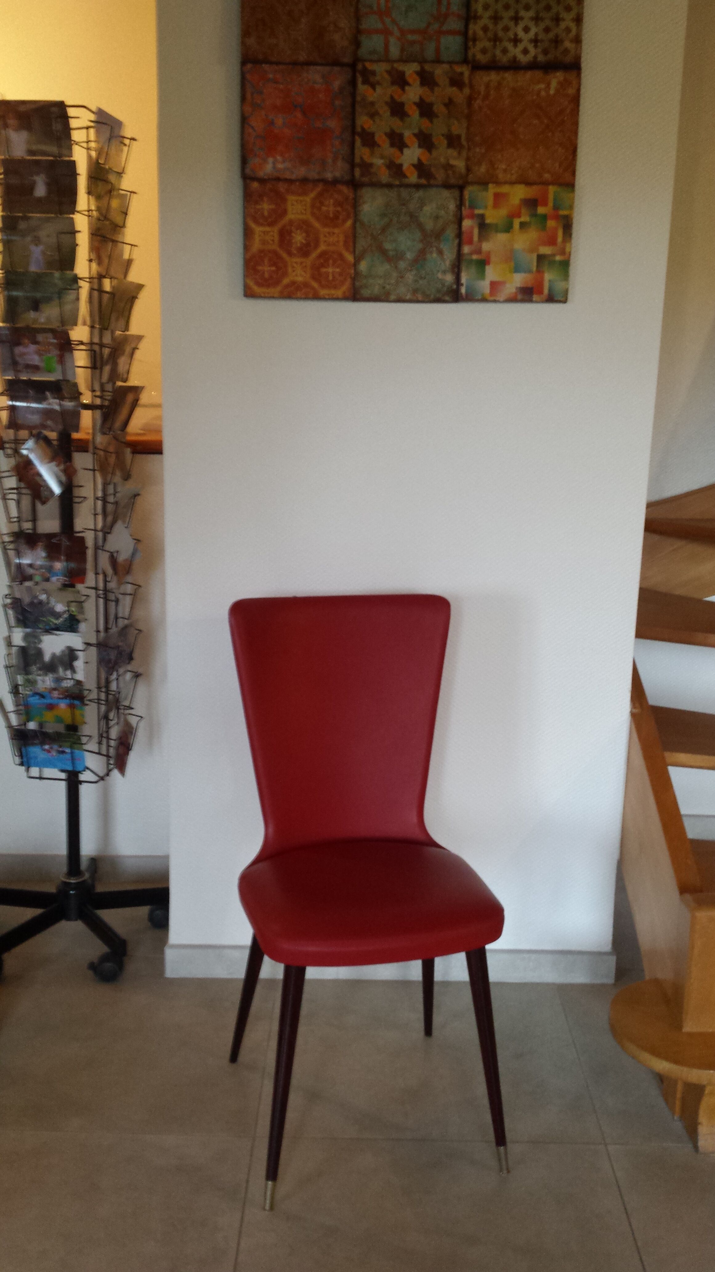 Red chair, spindle legs
