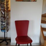 Red chair, spindle legs