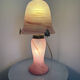Vintage pink glass table lamp – Mushroom shade and base in