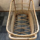 Baby rattan cradle, 1960s