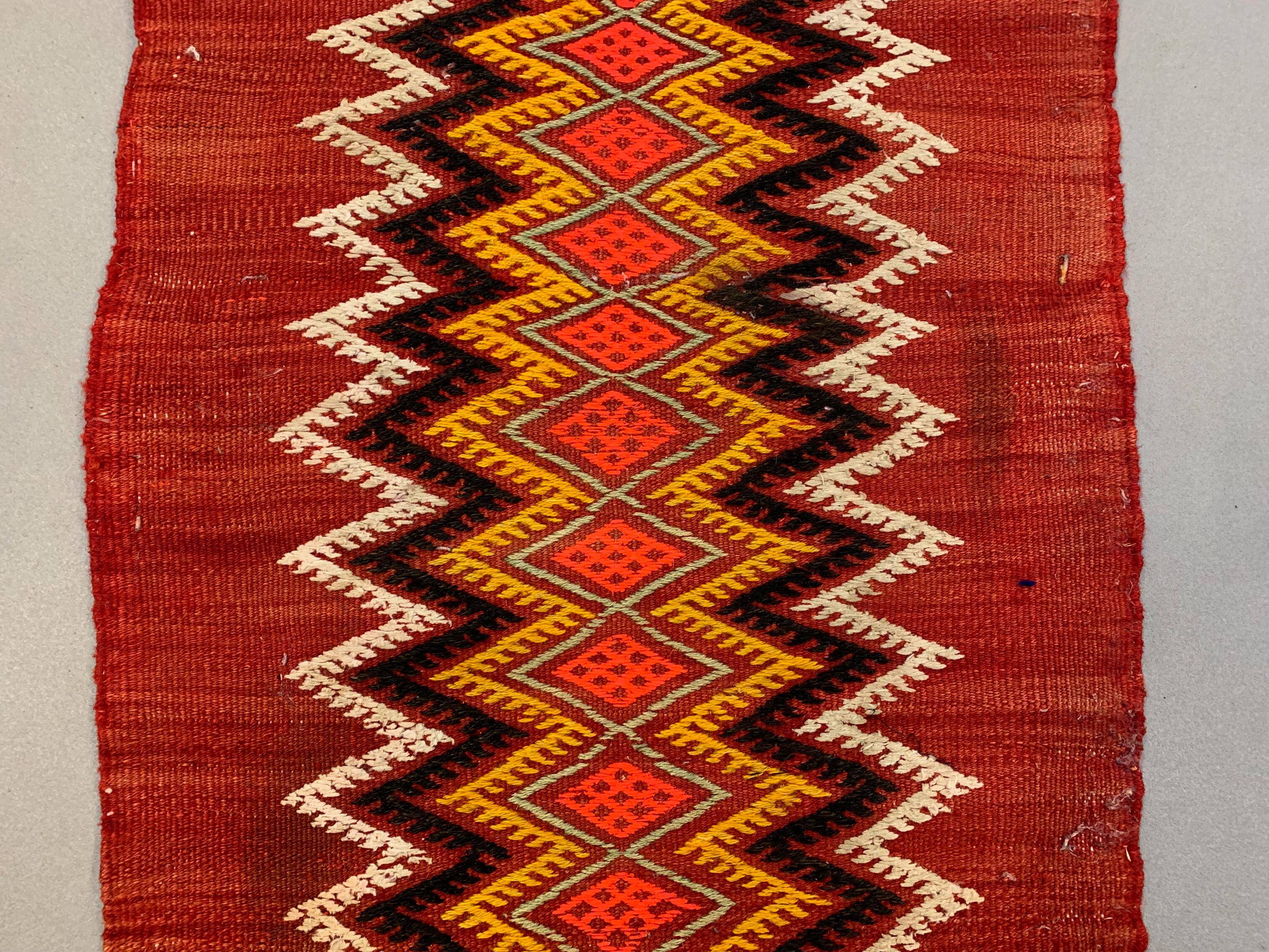 Vintage Turkish Mini Kilim 97x50 cm wool small Kelim Runner, shabby Chic