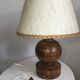 Vintage wooden foot lamp, with original lampshade