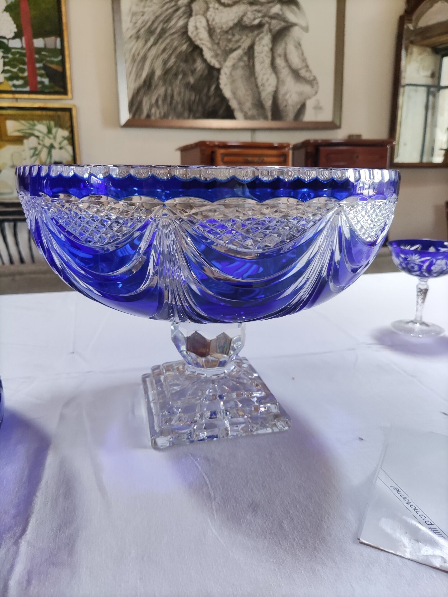 Large champagne cooler in cut crystal