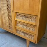 Vintage wicker high sideboard
