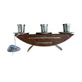 Stylish mid‑century modern candlestick JRUS‑Metall wood+metal German 1960