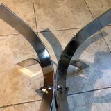 Table basse vintage en verre et chrome, circa 70's