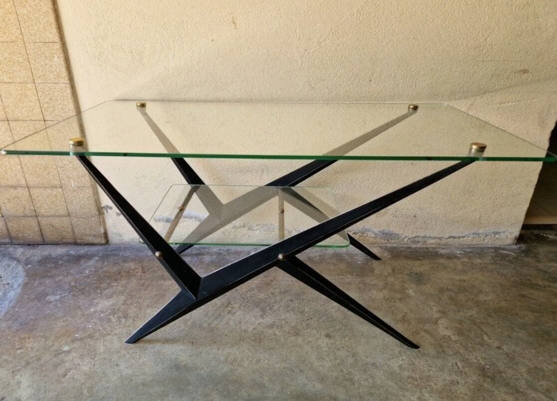 Angelo Ostuni - Coffee table with double glass top - Design 1950