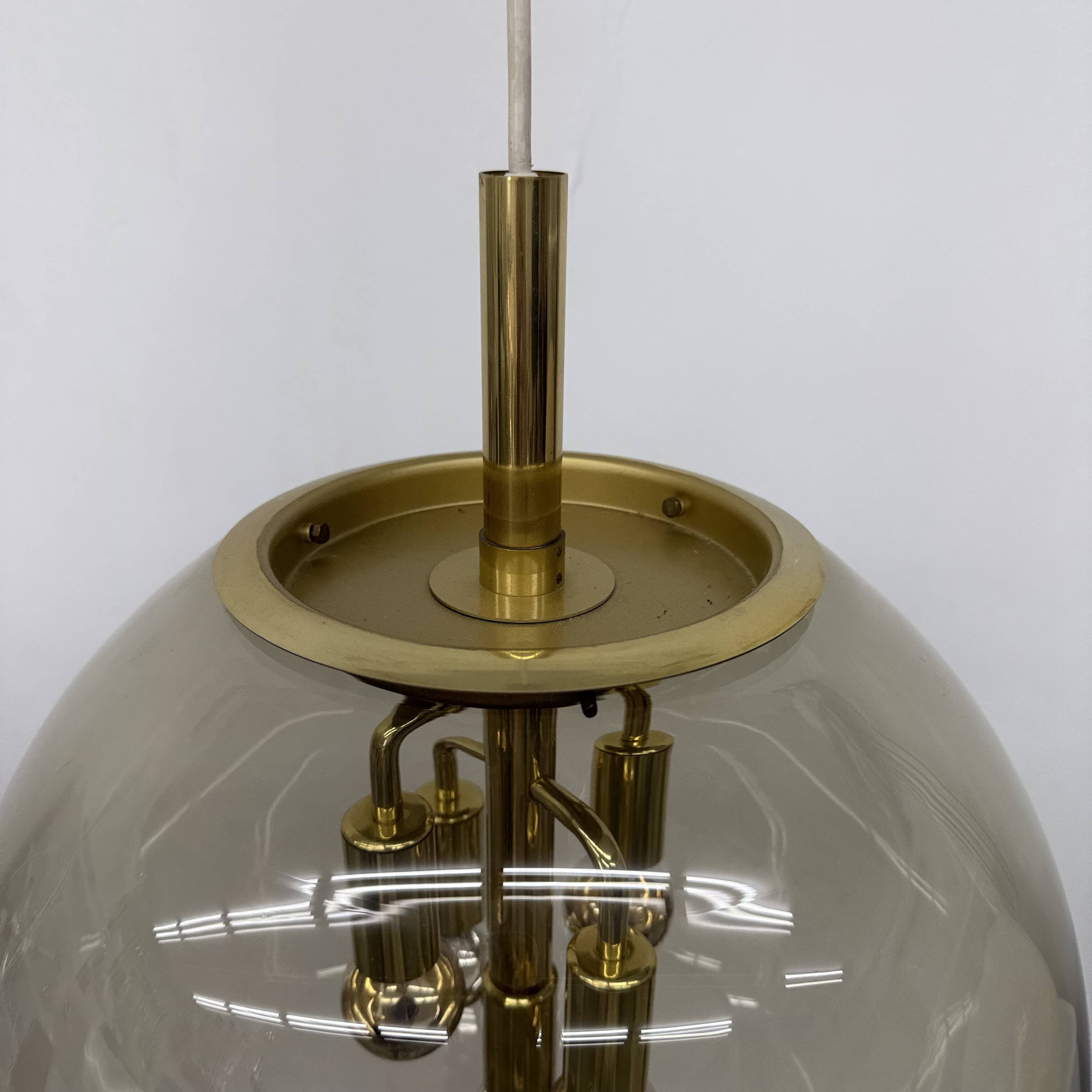 Doria Leuchten globe glass hanging lamp , 1970s