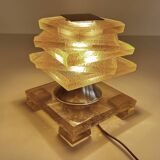 Art Deco Lamp by Maison Desny, Chrome Glass