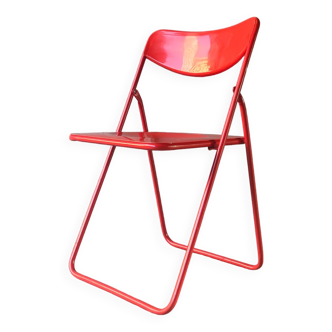 Chaise pliante rouge, IKEA vintage, années 80