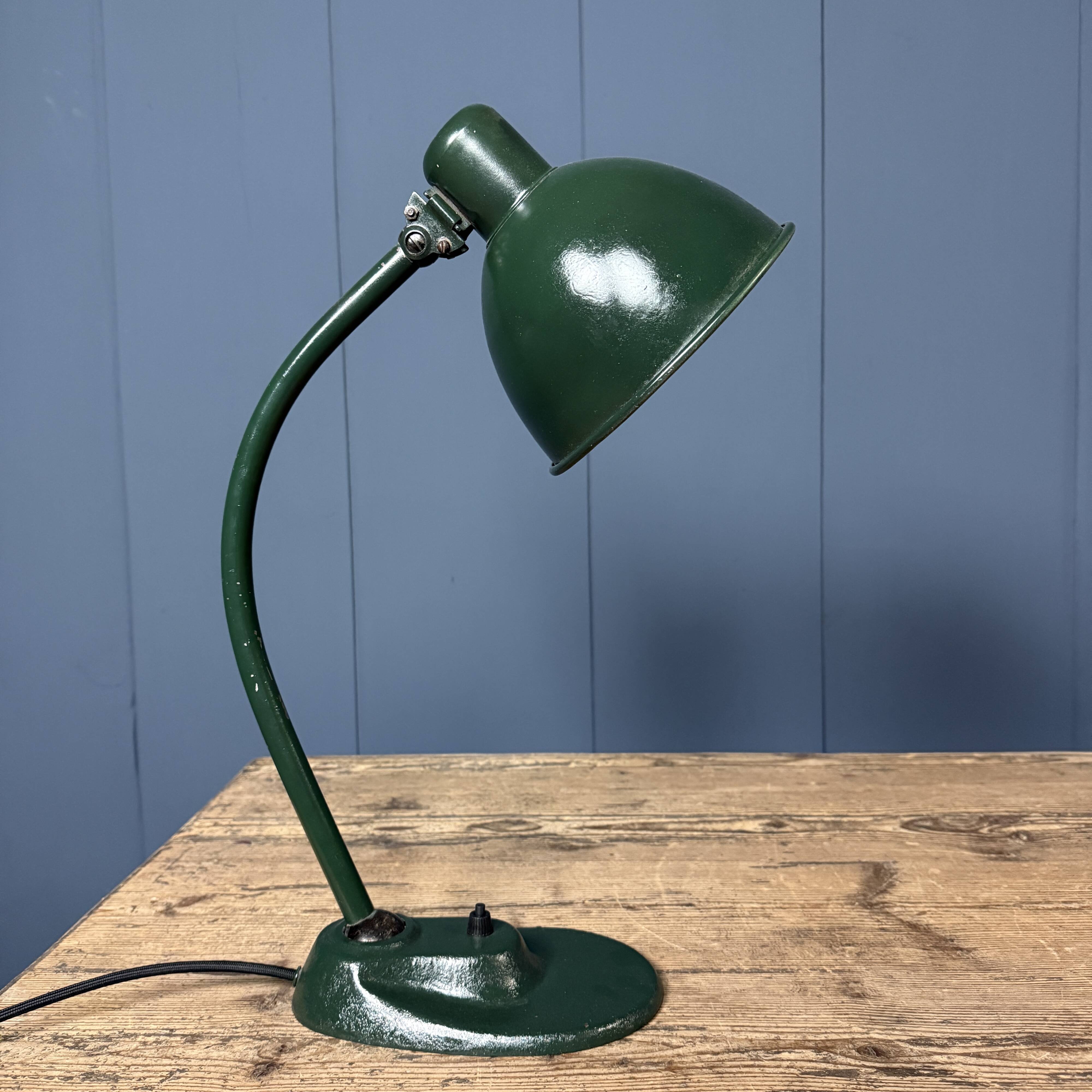 Dark green Bauhaus desk lamp