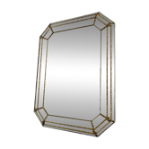 Vintage Spanish Venetian-style wall mirror, octagonal brass, 1980s Hollywood Regency