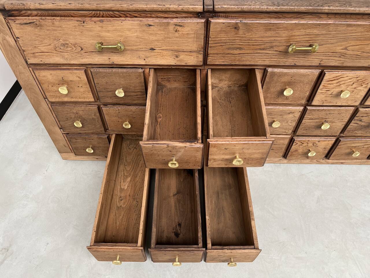 Old trade furniture with oak drawers XL format
