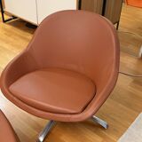 Caramel leather Veneto armchair with swivel function (2 available)