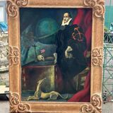 Grand Tableau Portrait En Pied Dans L’esprit Du XVIIème Vers 1920-40