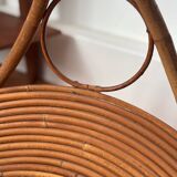 Italian log holder in rattan and bamboo from the 1960s