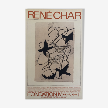 Original exhibition poster Georges Braque, René Char, fondation Maeght, 1971