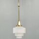 Art Deco Brass Pendant with Geometric Opaline Glass, Czechoslovakia 1930s
