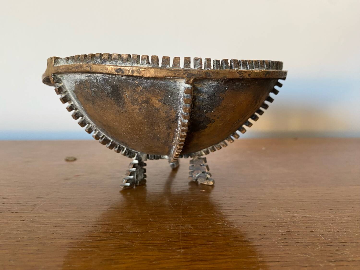 Antique Gilt Bronze Tripod Cup Tray Vintage Decoration #C283