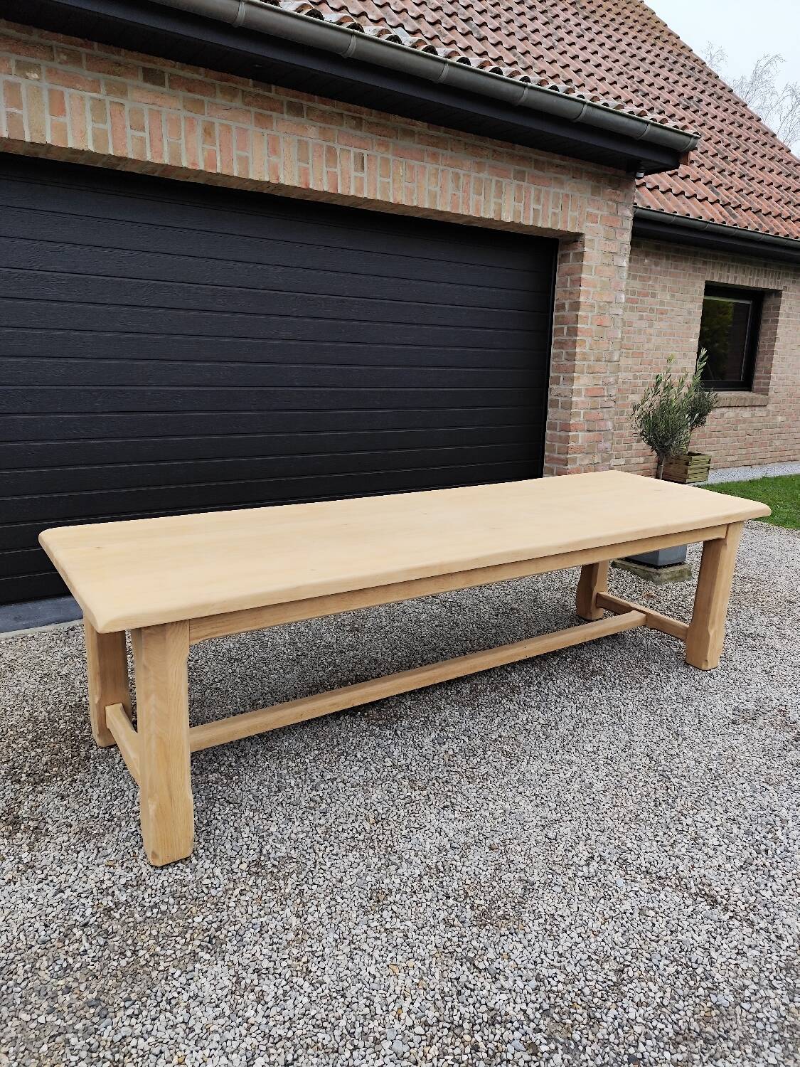XXL farm table 2m80 + 2 solid oak benches