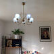 Glass and gold with stamps hanging lamp