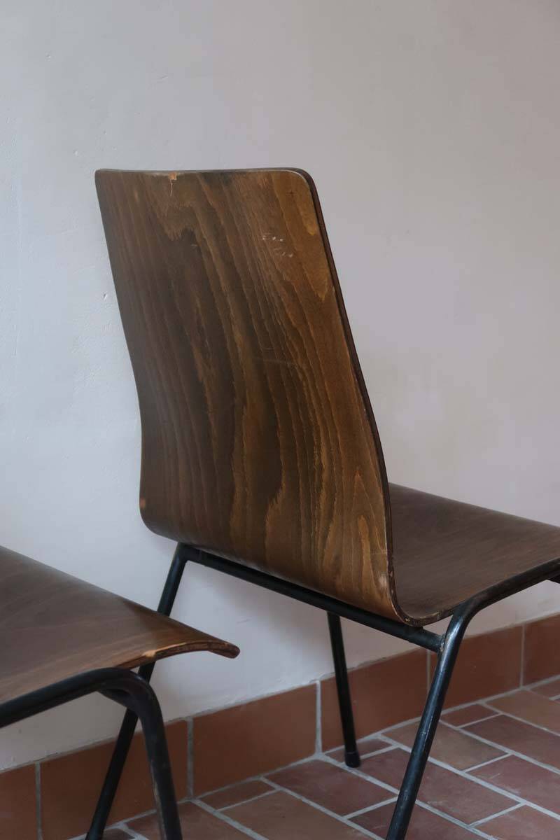 set of 10 vintage stackable chairs