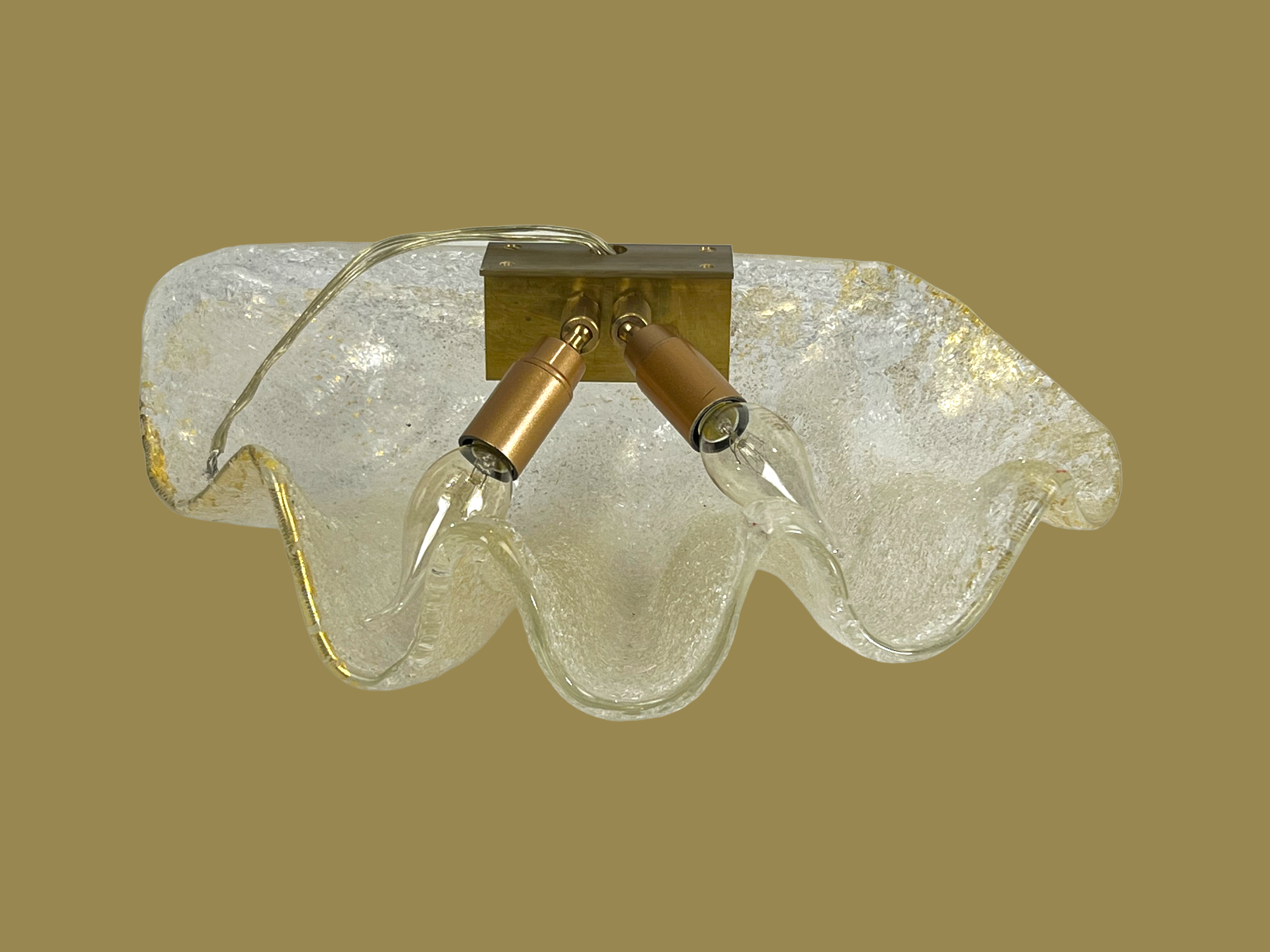 Paire d appliques mural en verre de murano en forme de coquillage des années 70