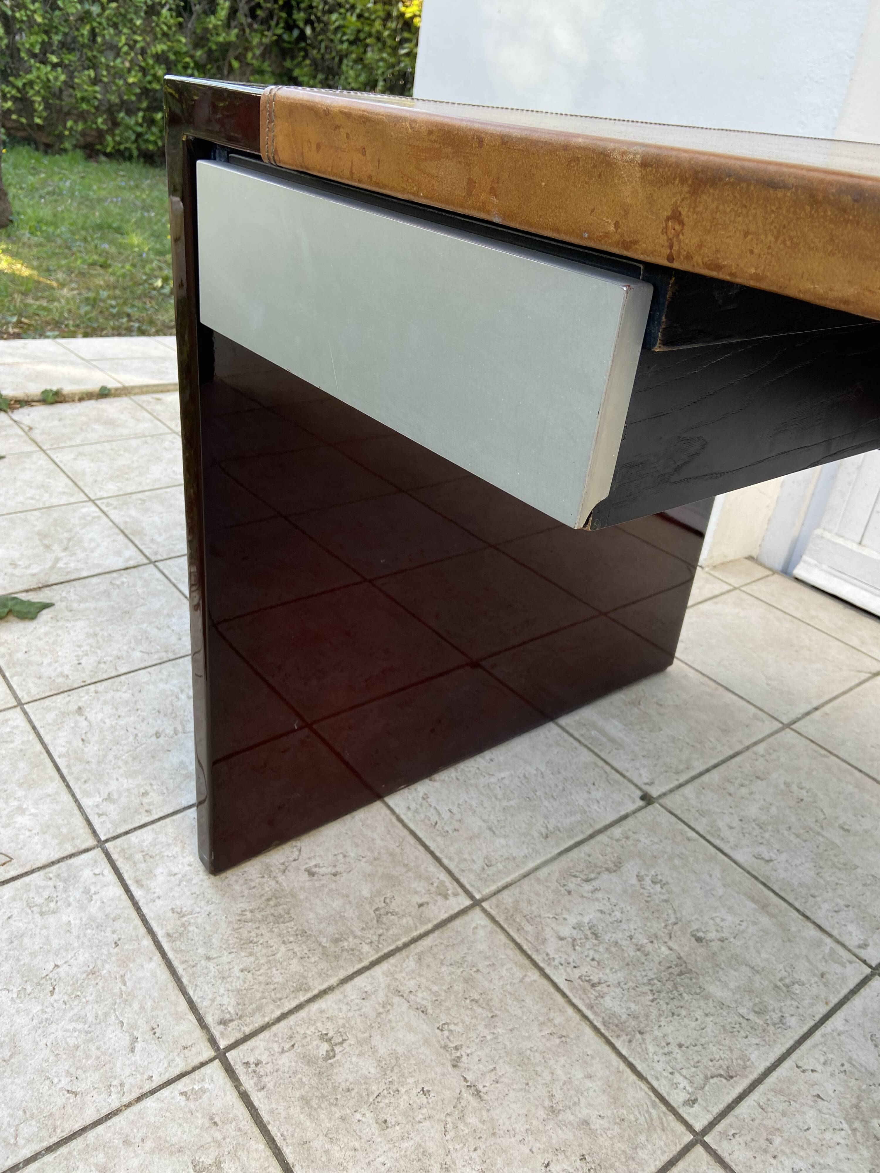 1970s lacquer and leather desk