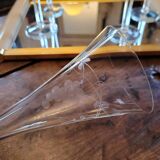 Romanart champagne flutes, mouth-blown, engraved grapes