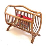 1960s rattan magazine rack