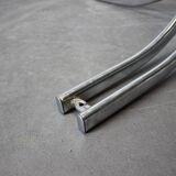 Round chrome and glass dining table / Italy, 1980s