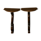 Pair of solid walnut wall consoles Napoleon III 19th century