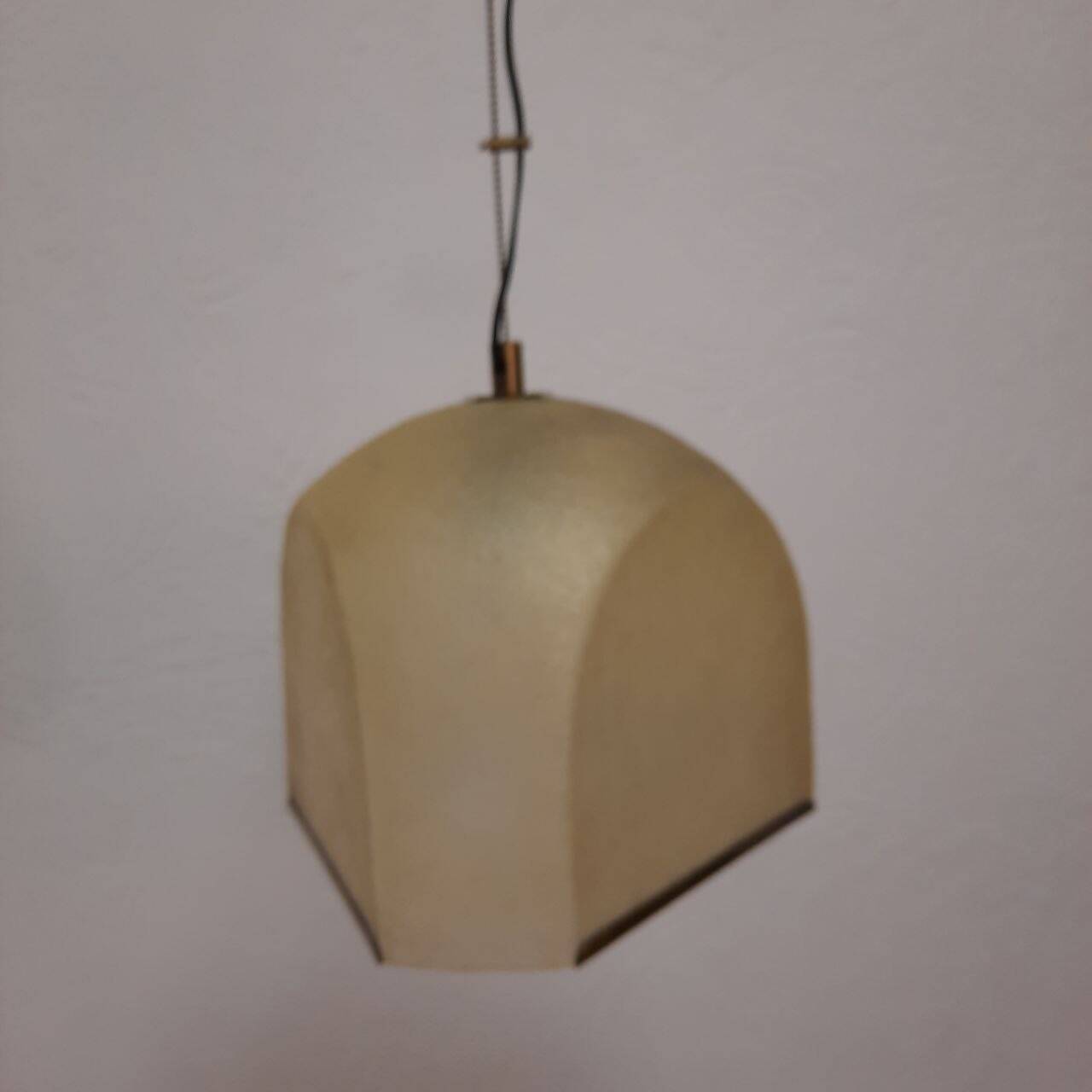 Pair of Lamperti vintage chandeliers in fiberglass and brass