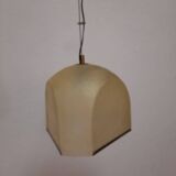 Pair of Lamperti vintage chandeliers in fiberglass and brass