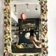 Italian wall mirror in polychrome floral metal, 1950s