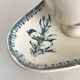 Antique iron earthenware sauceboat with flowers and birds "Malaga" Petrus Regout