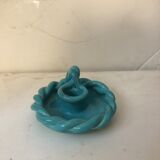 Bougeoir et cendrier en faïence turquoise