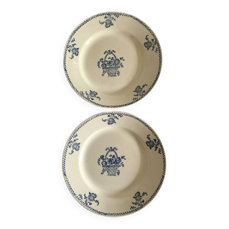 Gien dessert plates with flower basket