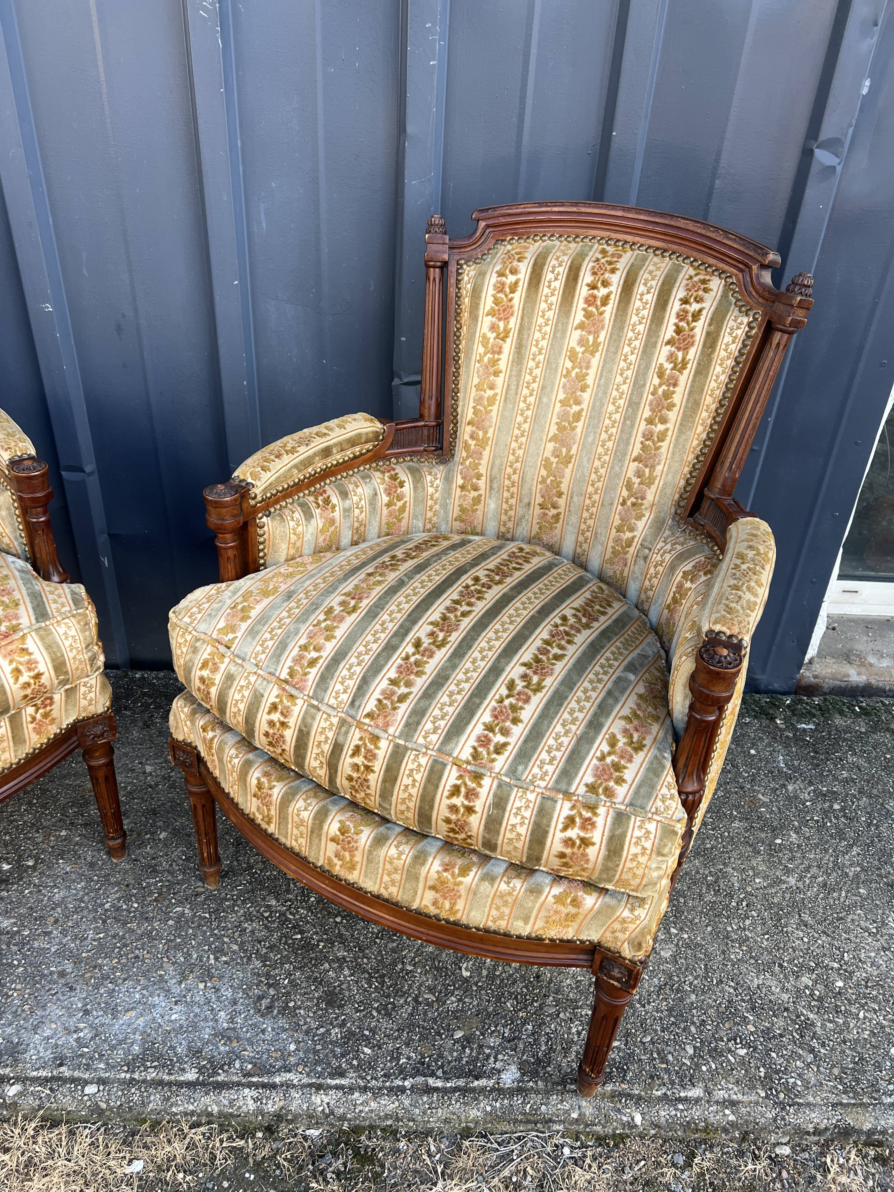 Pair of Louis XVI style armchairs
