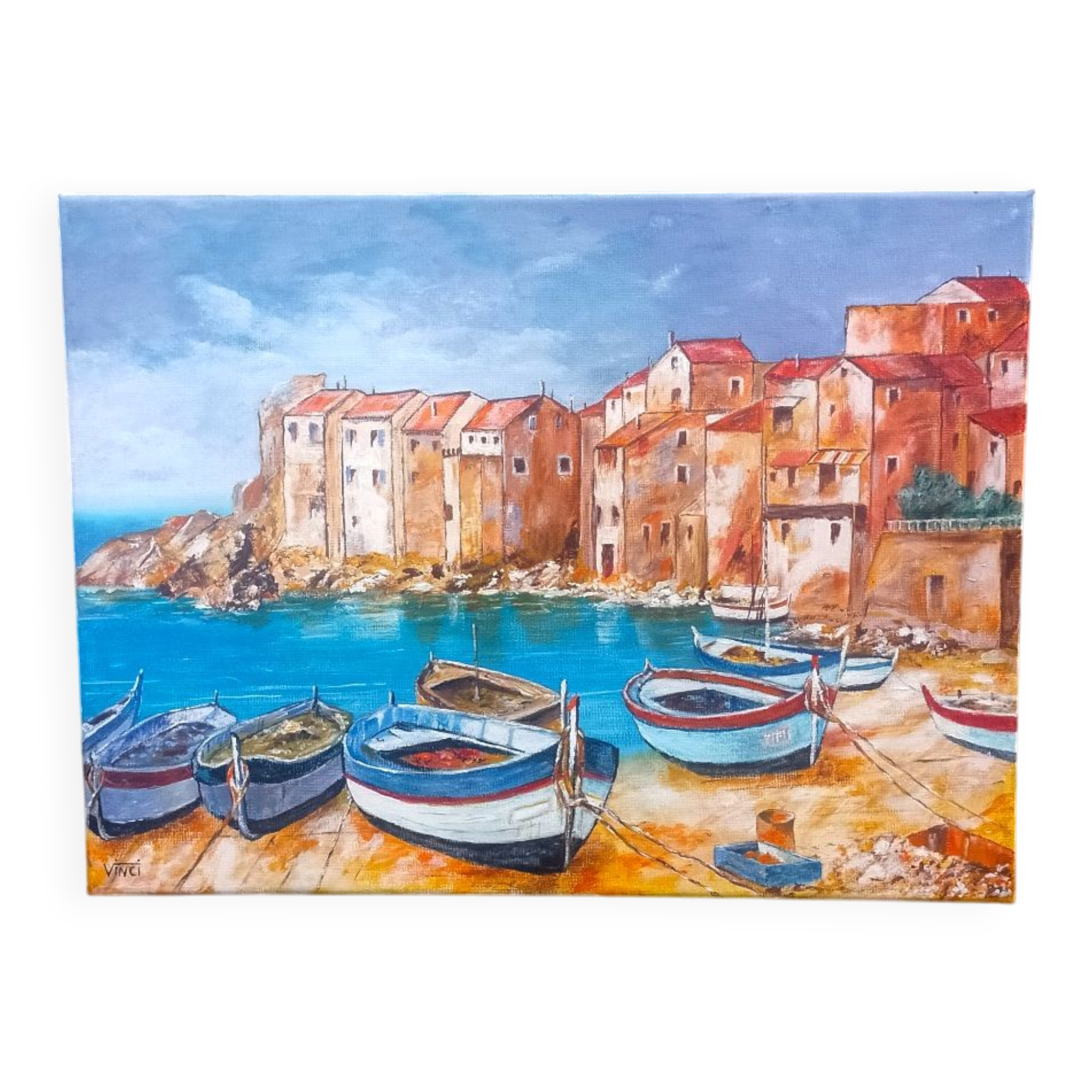 Peinture - Vieux village de pêcheurs à Madère