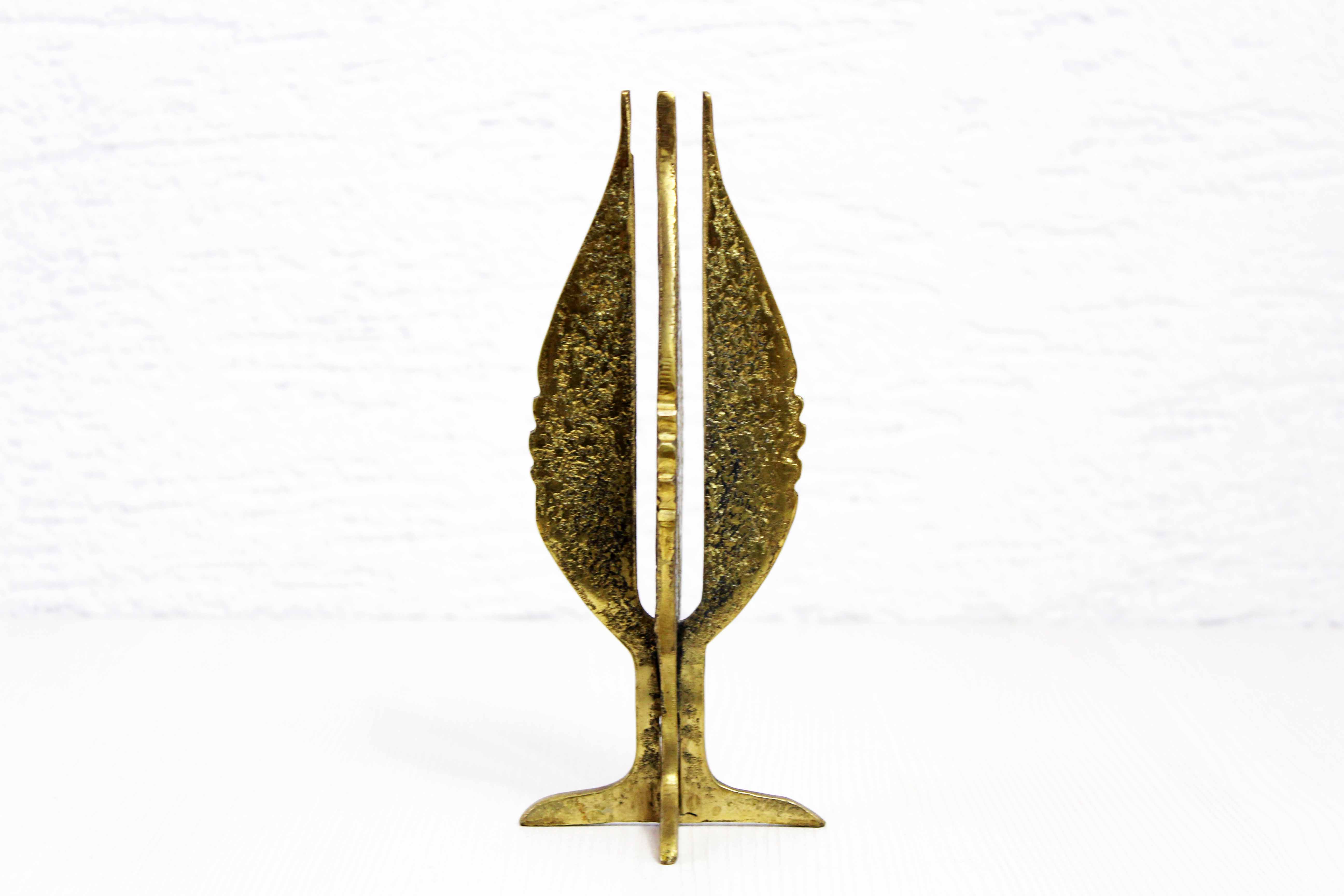 Brutalist bronze candle holder