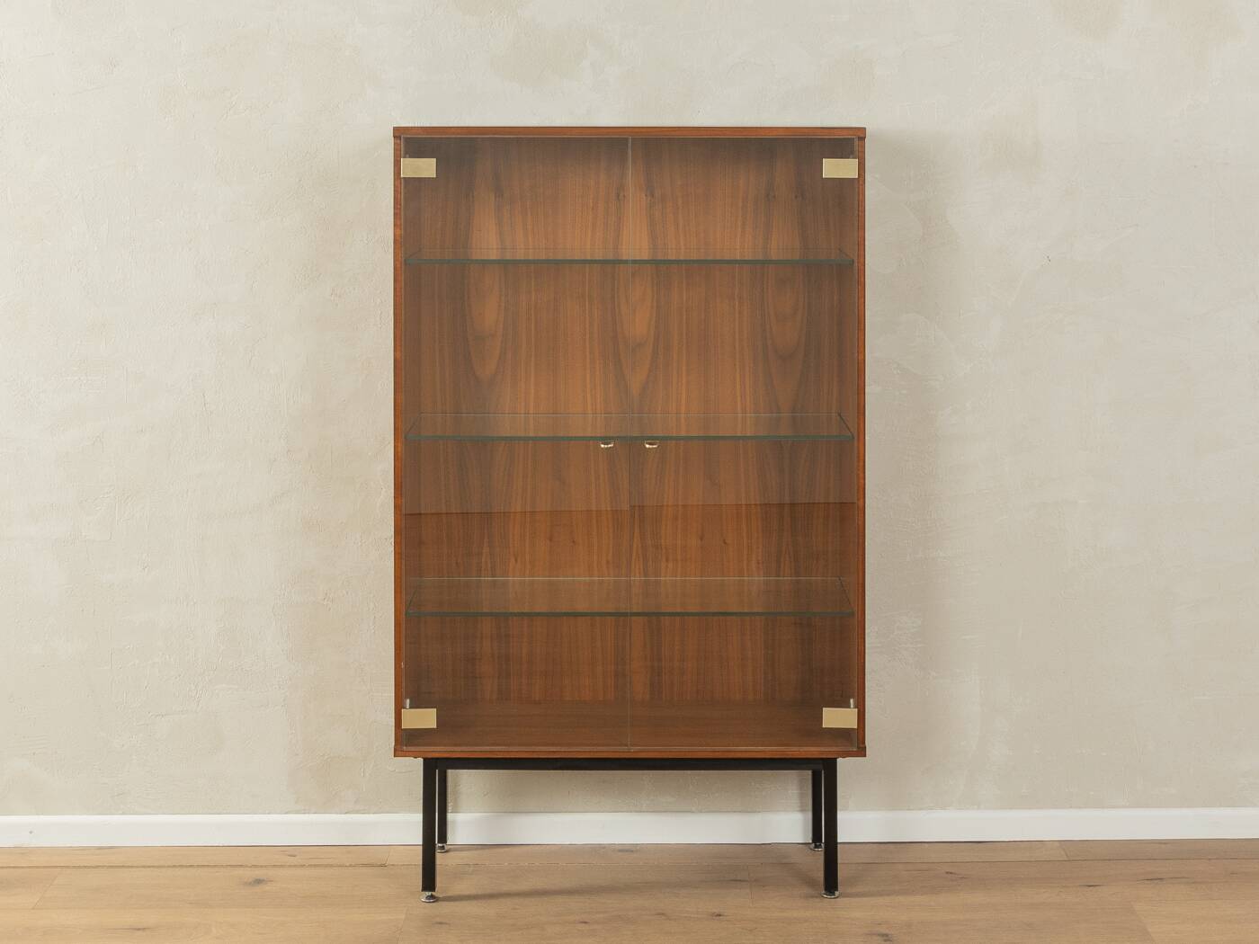 Walnut veneer display cabinet, 1960s