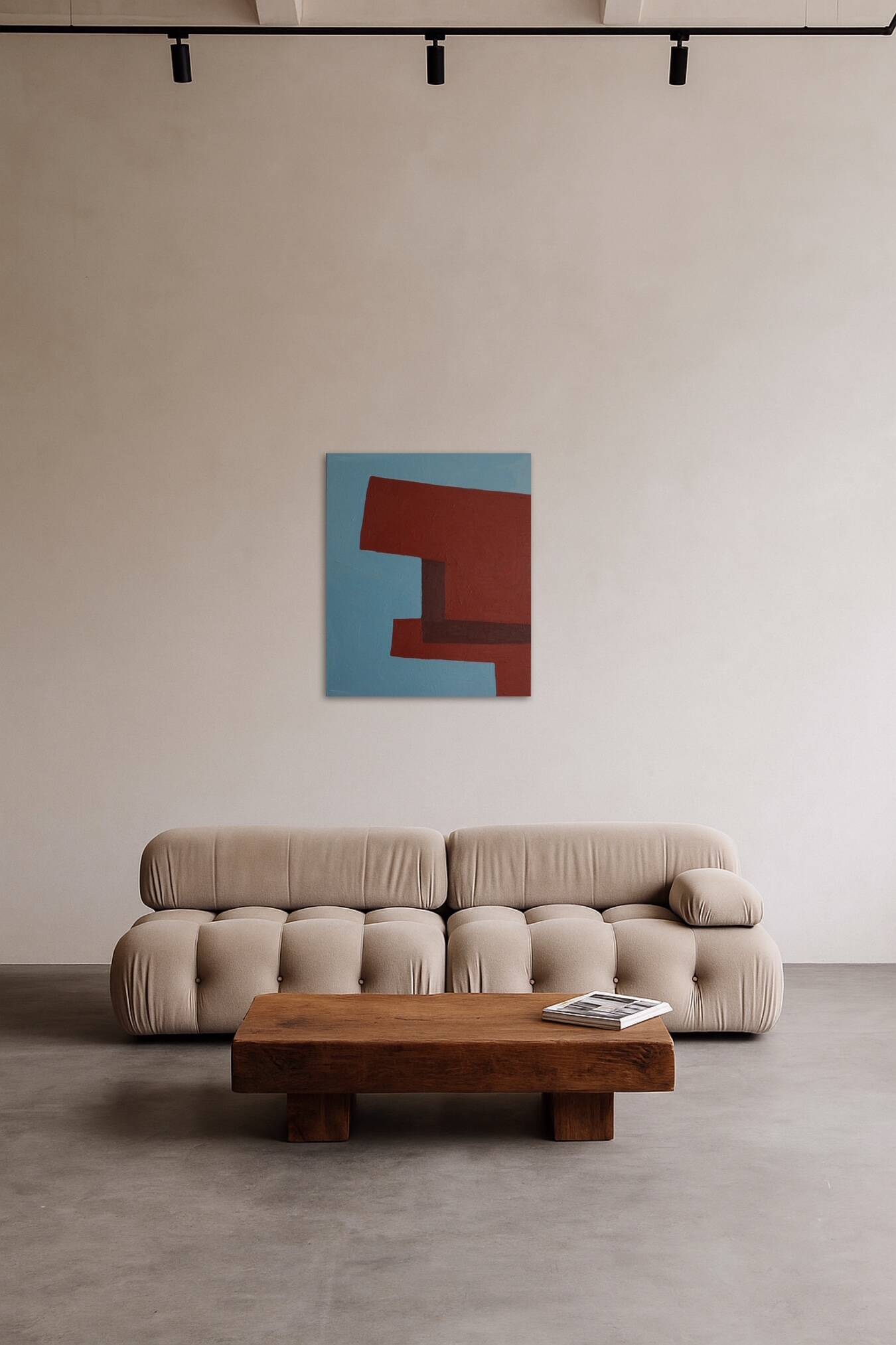 Minimalist canvas "structure in blue and red"