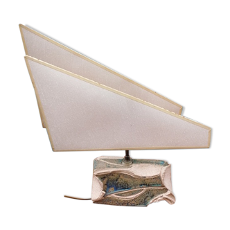 Lampe scandinave pied céramique en terre chamotée, 1960