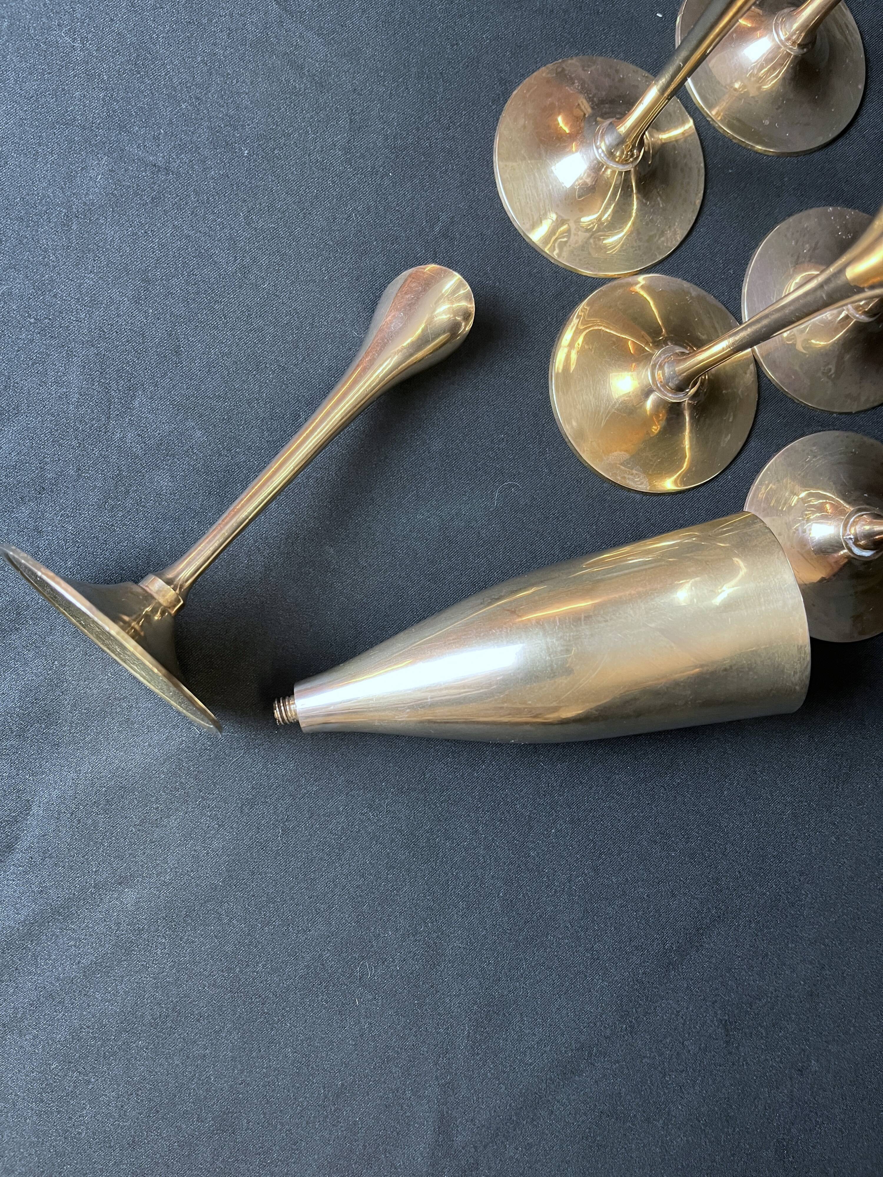 Vintage 6 silver-plated champagne flutes, 20th century
