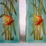 Pair of Saint Clement barbotine vases H 39cm circa 1900