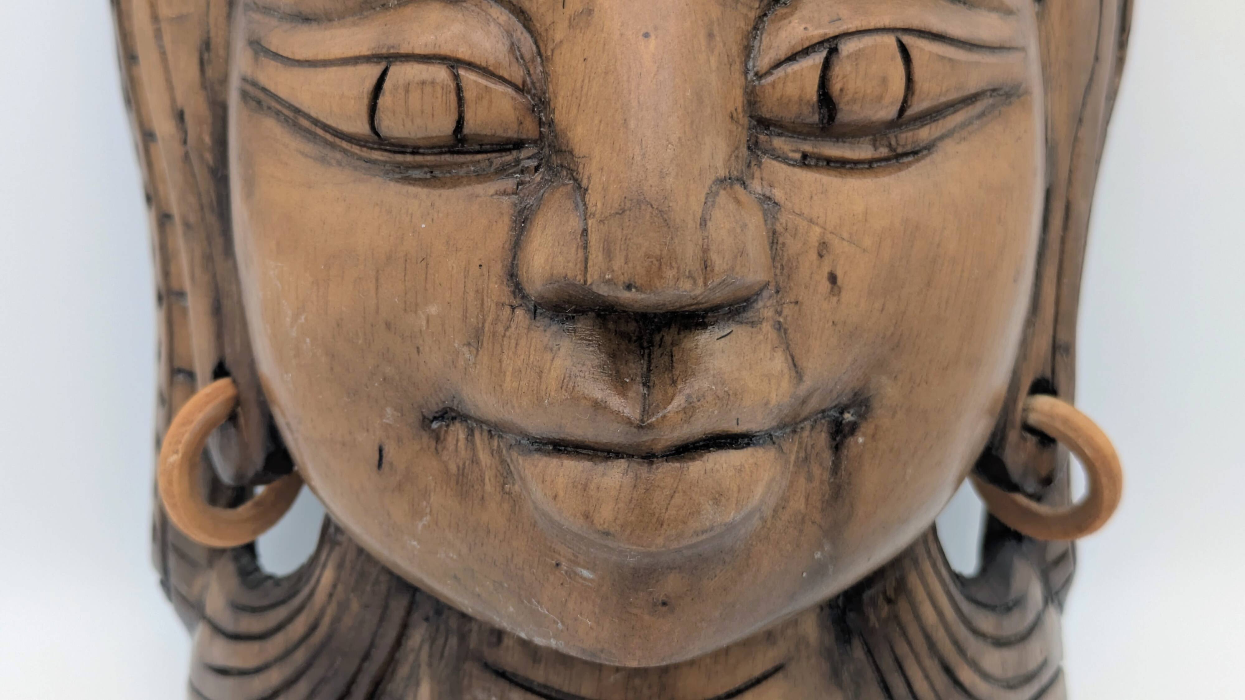 Sculptural Mask Wood - Face & Royal Cobra (Naga) - Tribal Art Indonesia