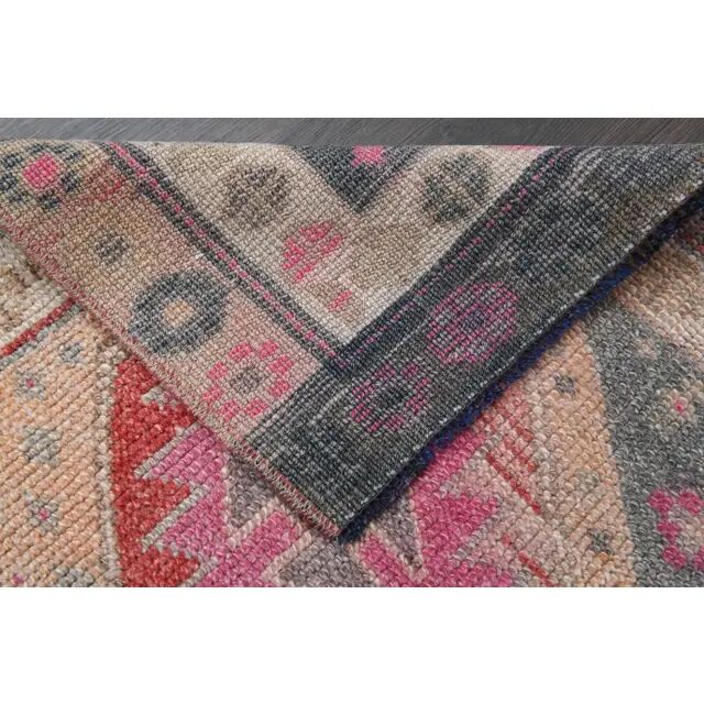Vintage Turkish Oushak Handmade Wool Cotton Orange Runner Rug 73x311