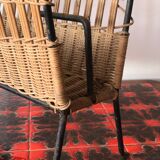 Vintage rattan magazine holder