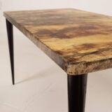 Rectangular parchment low coffee table by Aldo Tura 1950